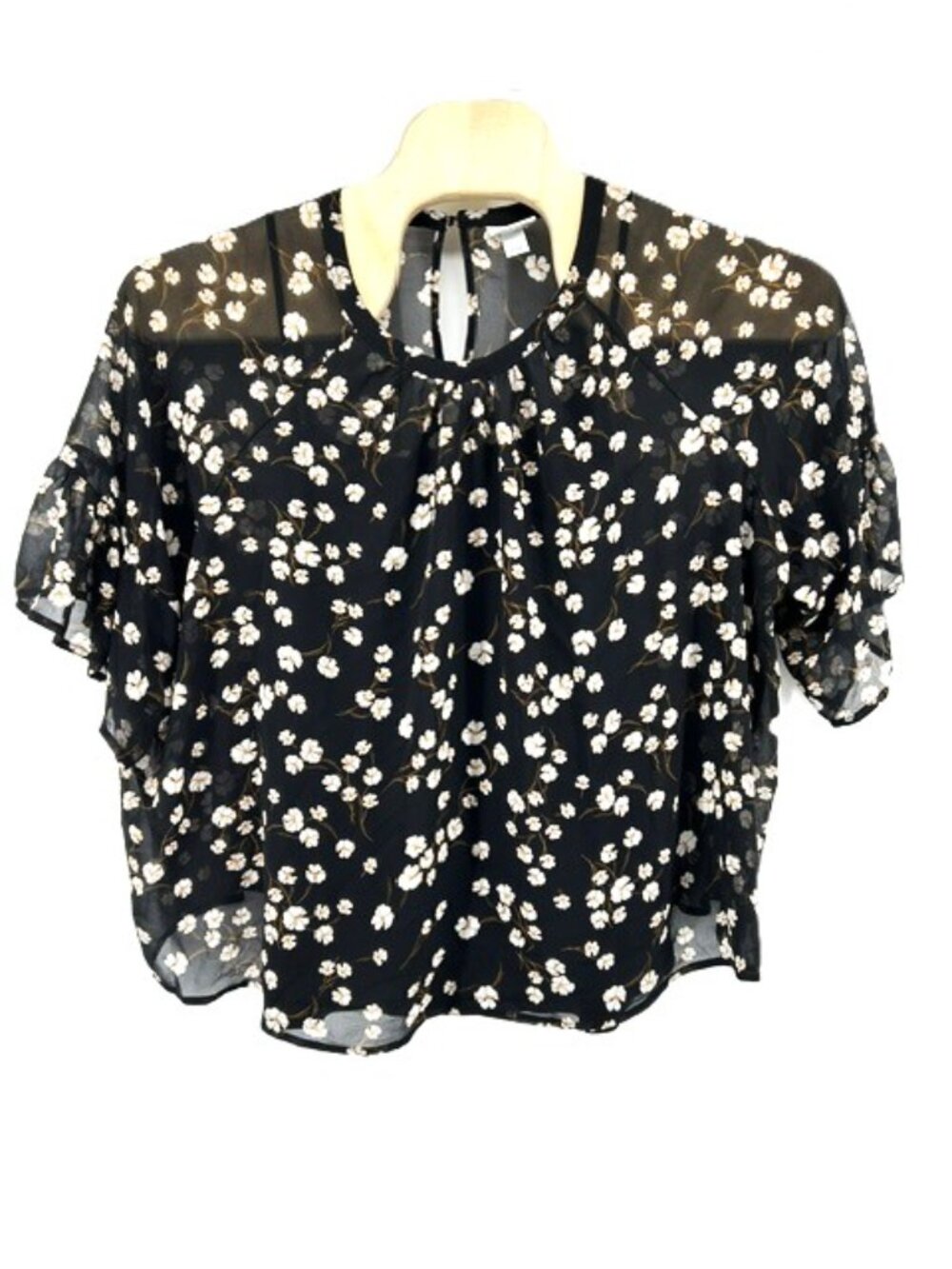 Ava & Viv Black And White Floral Bell Sleeve Blouse Size 3X Cottagecore Top